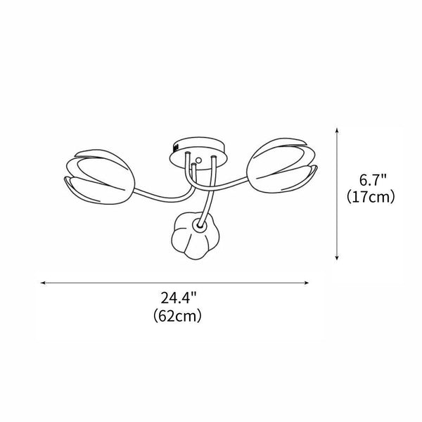 modern white pe tulip semi flush ceiling light