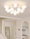 modern white pe tulip semi flush ceiling light