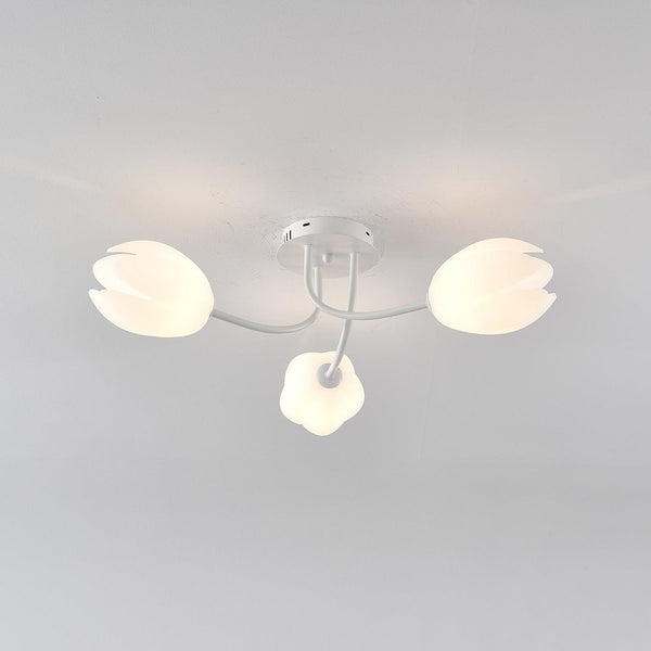 modern white pe tulip semi flush ceiling light