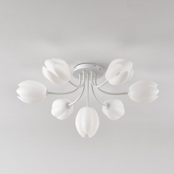 modern white pe tulip semi flush ceiling light