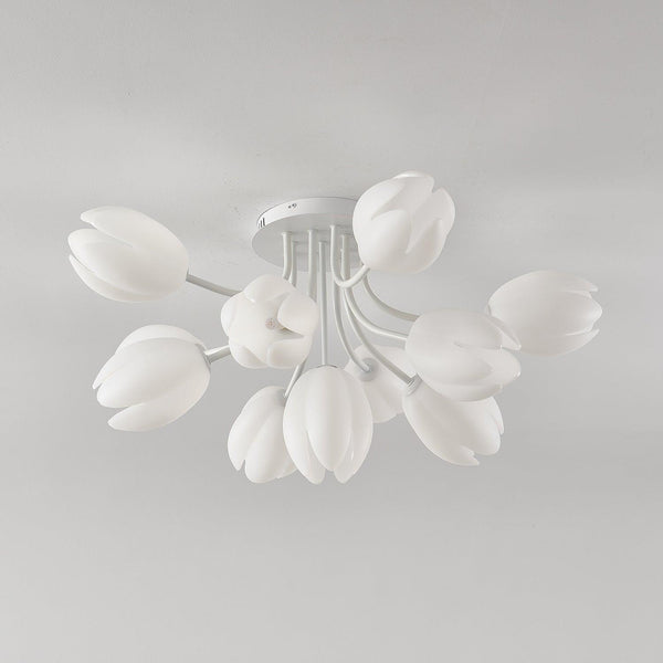 modern white pe tulip semi flush ceiling light