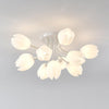 modern white pe tulip semi flush ceiling light