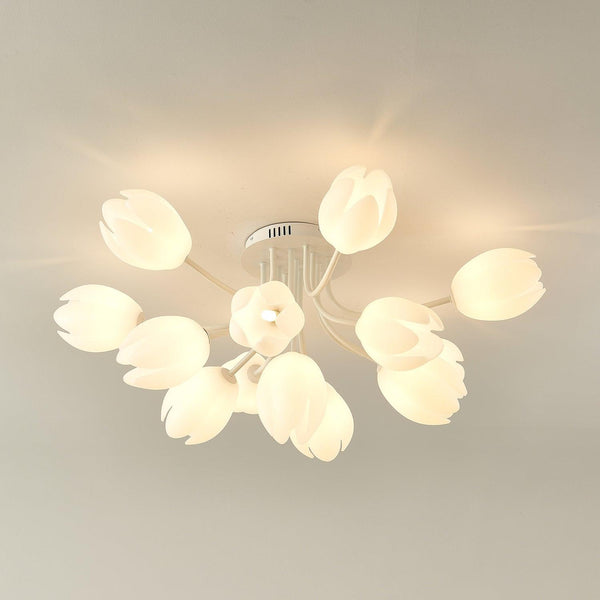 modern white pe tulip semi flush ceiling light