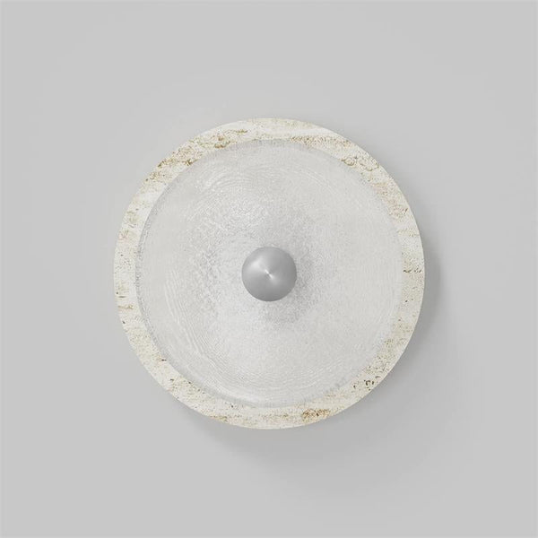 modern white travertine glass disc wall lamp