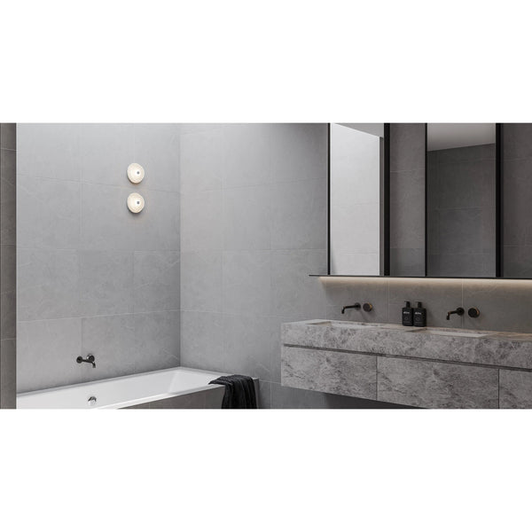 modern white travertine glass disc wall lamp