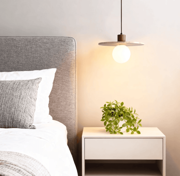 modern white travertine globe pendant light