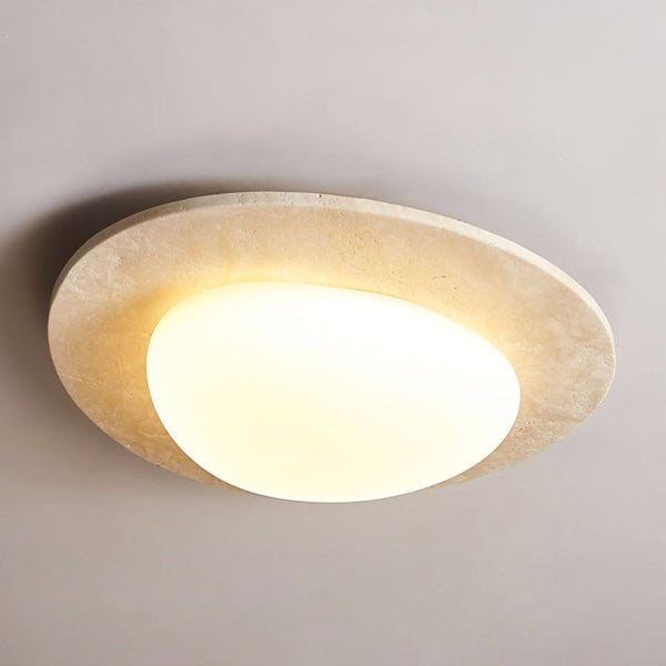 modern white travertine oval led ceiling light