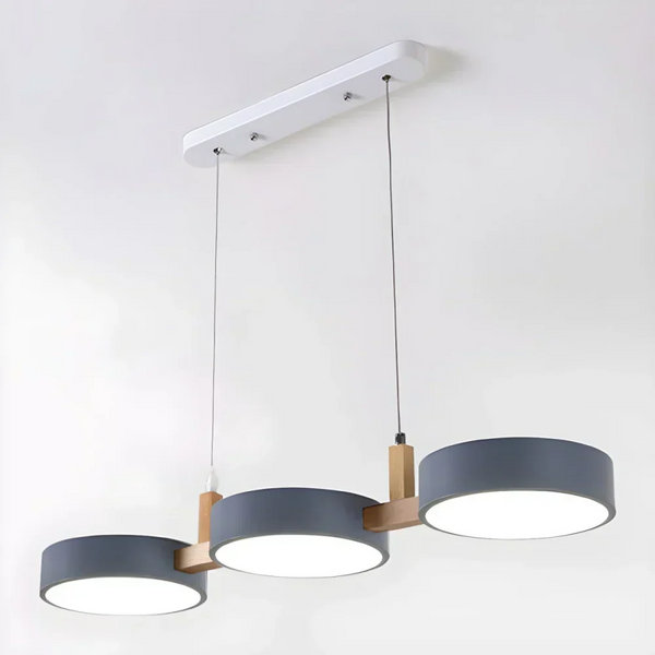 modern white wood metal 3 head pendant light