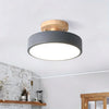 modern wood grain round flush mount ceiling light