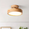 modern wood grain round flush mount ceiling light