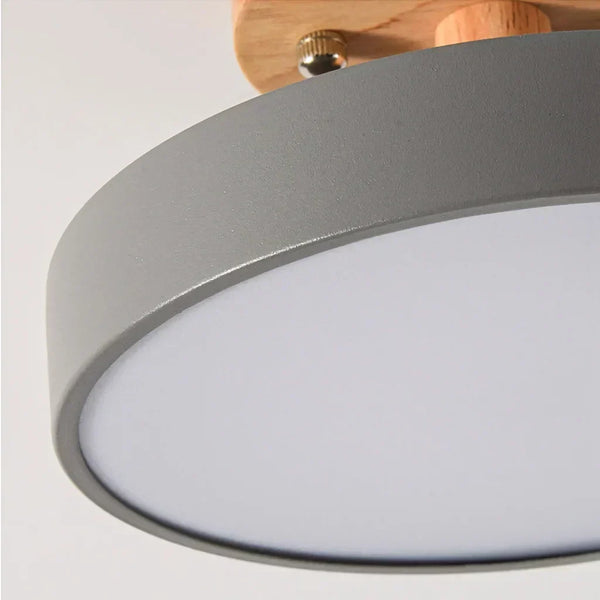 modern wood grain round flush mount ceiling light