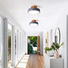 modern wood grain round flush mount ceiling light