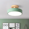modern wood grain round flush mount ceiling light