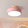 modern wood grain round flush mount ceiling light