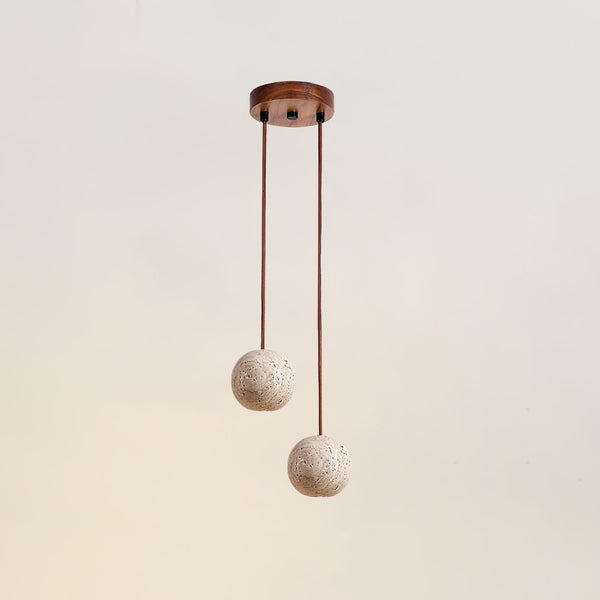 modern yellow travertine 3 sphere pendant light