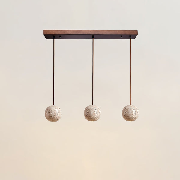 modern yellow travertine 3 sphere pendant light