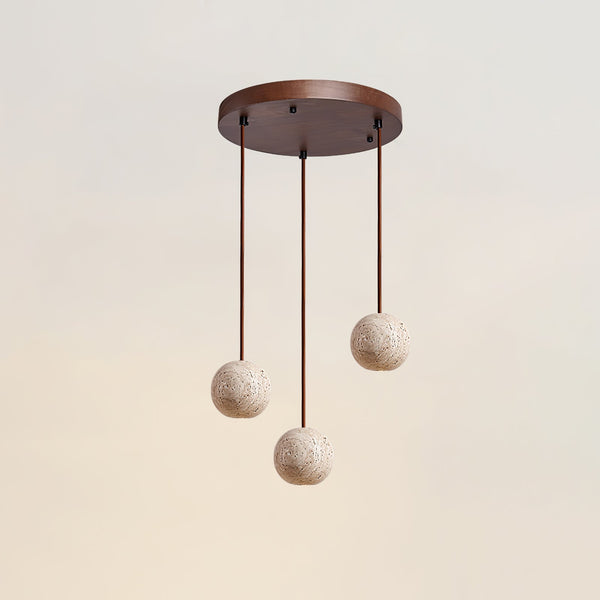 modern yellow travertine 3 sphere pendant light