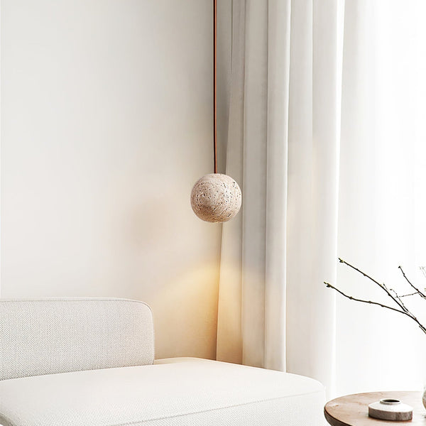 modern yellow travertine 3 sphere pendant light
