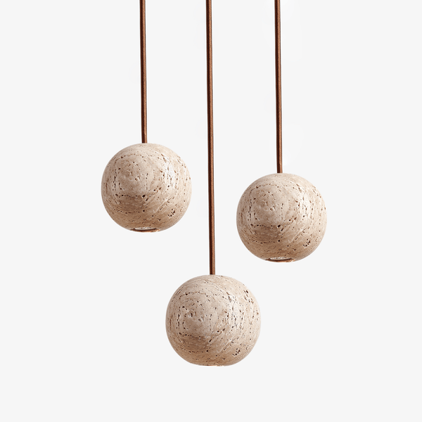 modern yellow travertine 3 sphere pendant light