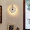 modern yellow travertine alabaster round wall lamp