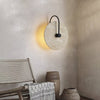 modern yellow travertine alabaster round wall lamp