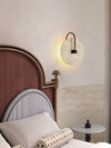 modern yellow travertine alabaster round wall lamp