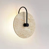 modern yellow travertine alabaster round wall lamp