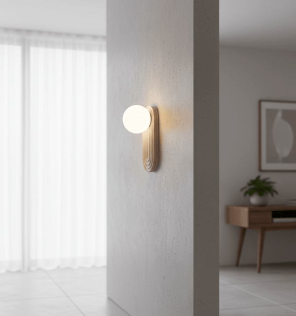 modern yellow travertine arch wall sconce