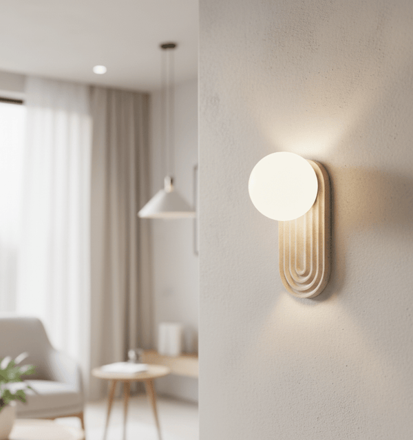 modern yellow travertine arch wall sconce