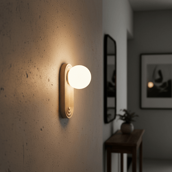 modern yellow travertine arch wall sconce