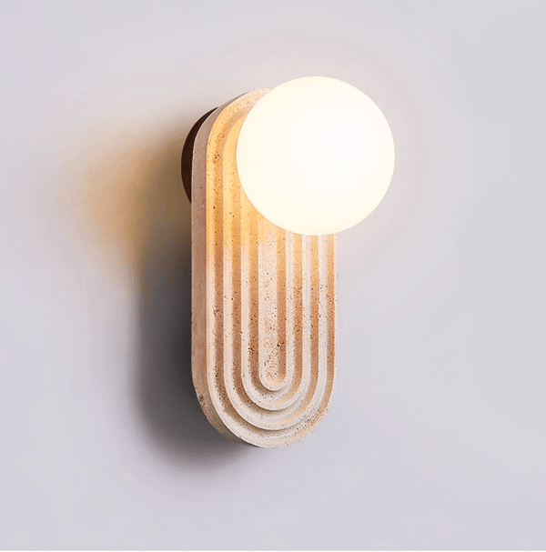 modern yellow travertine arch wall sconce