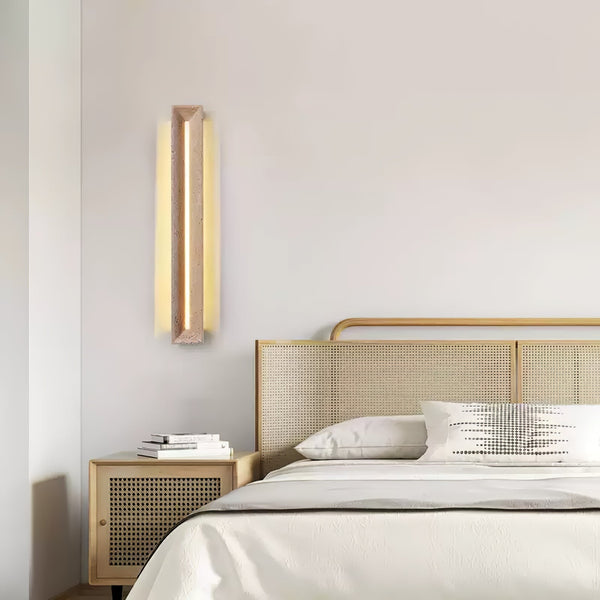 modern yellow travertine beam led wall sconce