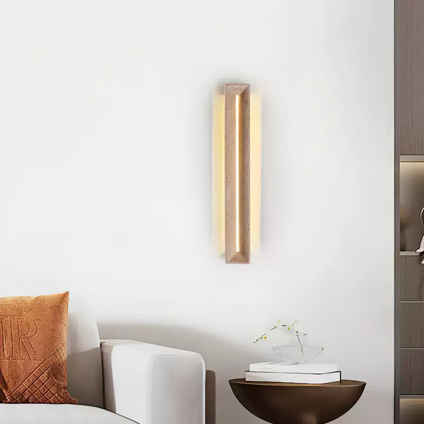 modern yellow travertine beam led wall sconce