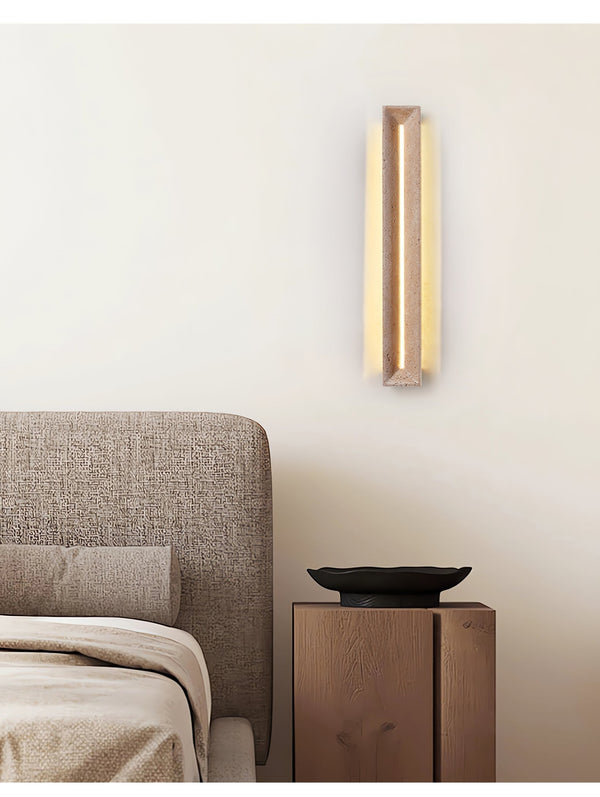 modern yellow travertine beam led wall sconce