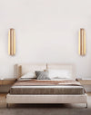 modern yellow travertine beam led wall sconce