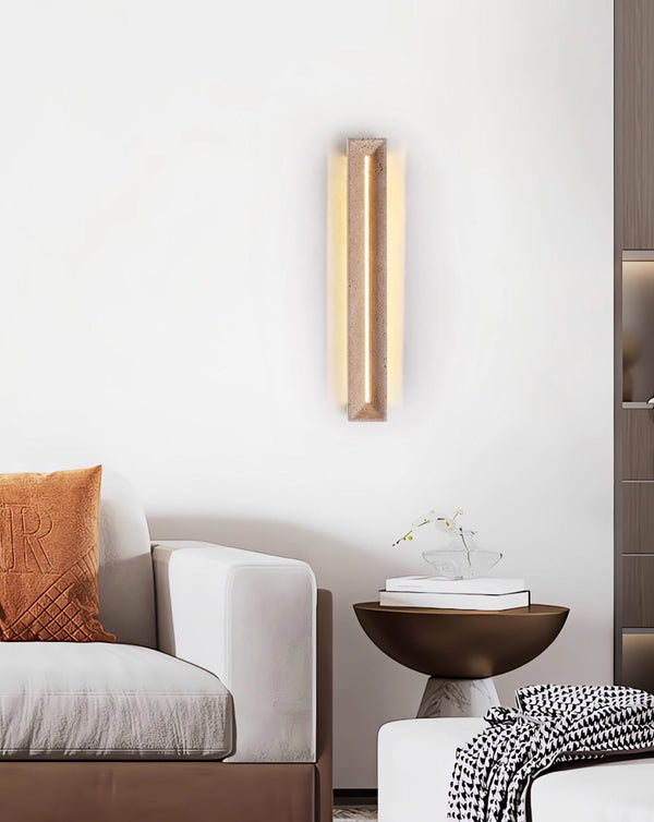 modern yellow travertine beam led wall sconce