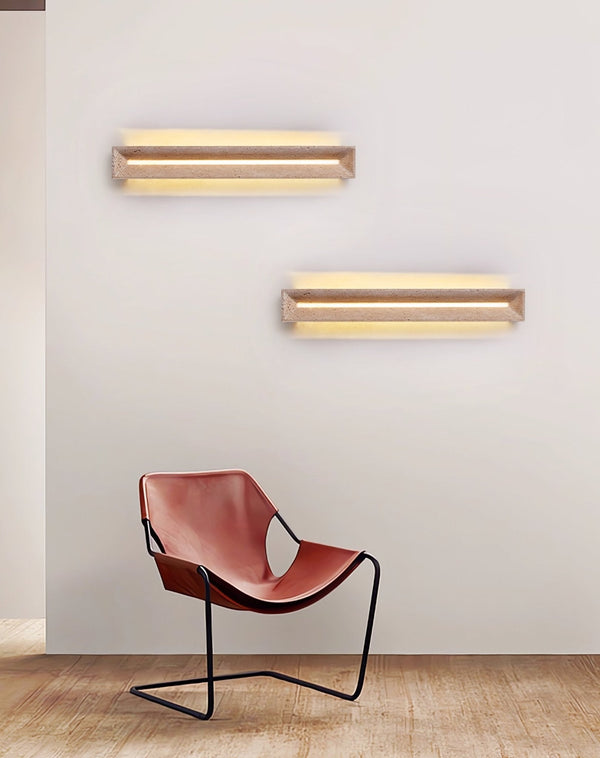 modern yellow travertine beam led wall sconce