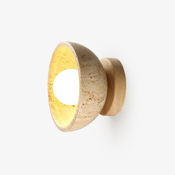 modern yellow travertine bowl wall sconce