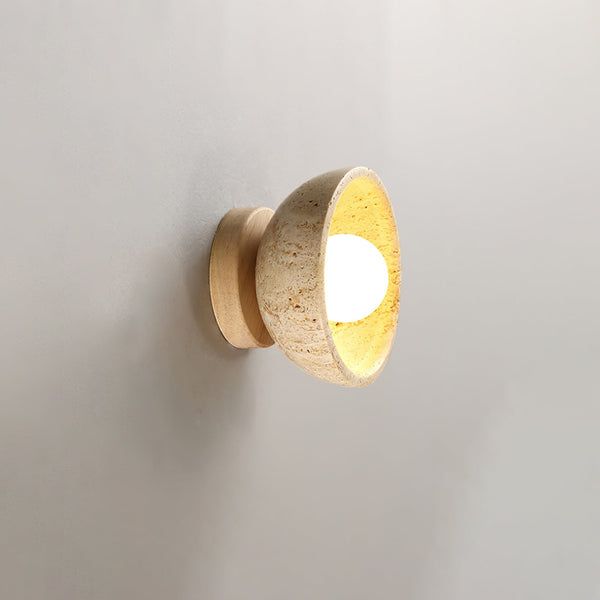 modern yellow travertine bowl wall sconce