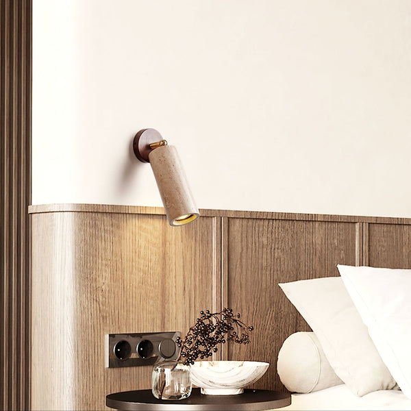 modern yellow travertine brass wall sconce