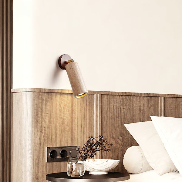 modern yellow travertine brass wall sconce