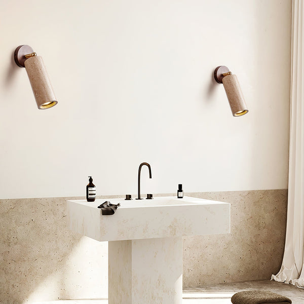 modern yellow travertine brass wall sconce