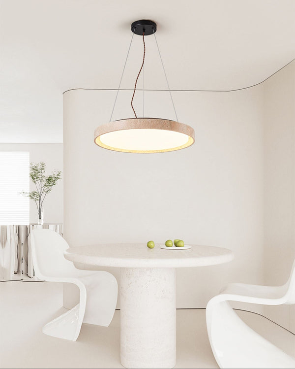 modern yellow travertine circle led pendant light