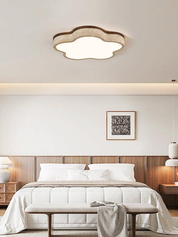 modern yellow travertine cloud flush mount ceiling light