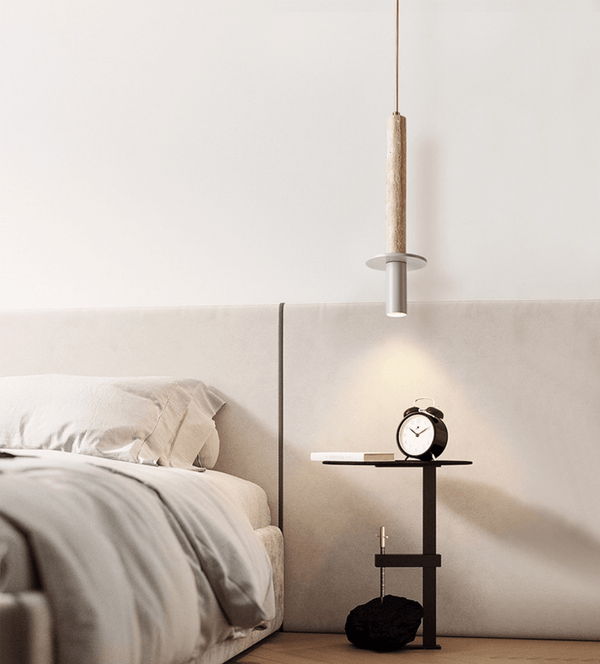 modern yellow travertine column pendant light