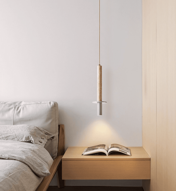 modern yellow travertine column pendant light