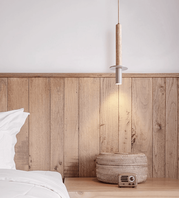 modern yellow travertine column pendant light