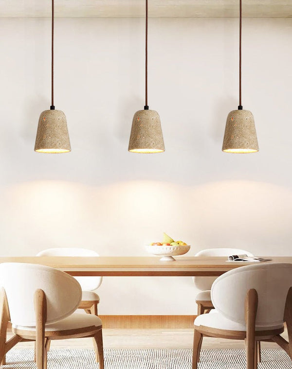 modern yellow travertine cone pendant light