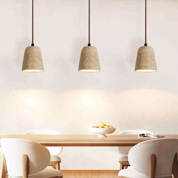 modern yellow travertine cone pendant light