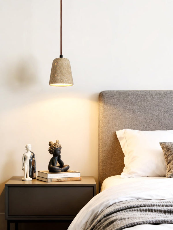 modern yellow travertine cone pendant light